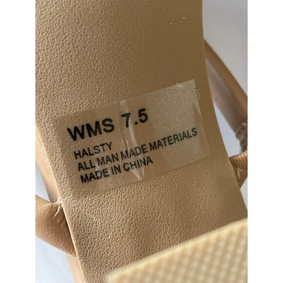 Anthropologie DV Dolce Vita Halsey Strappy Slip On Sandals Block Heels 7.5 Tan - Picture 6 of 7